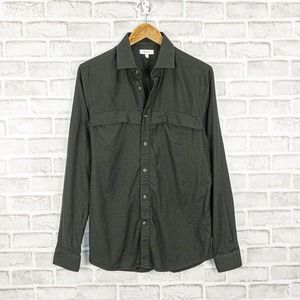 REISS Button up Quinn flannel Shirt in Forrest Green Men's Medium